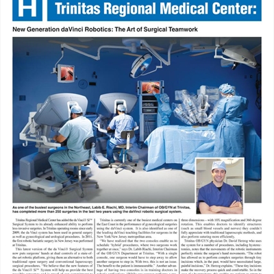 Trinitas Regional Medical Center: New Generation DaVinci Robotics - The Art of Surgical Teamwork